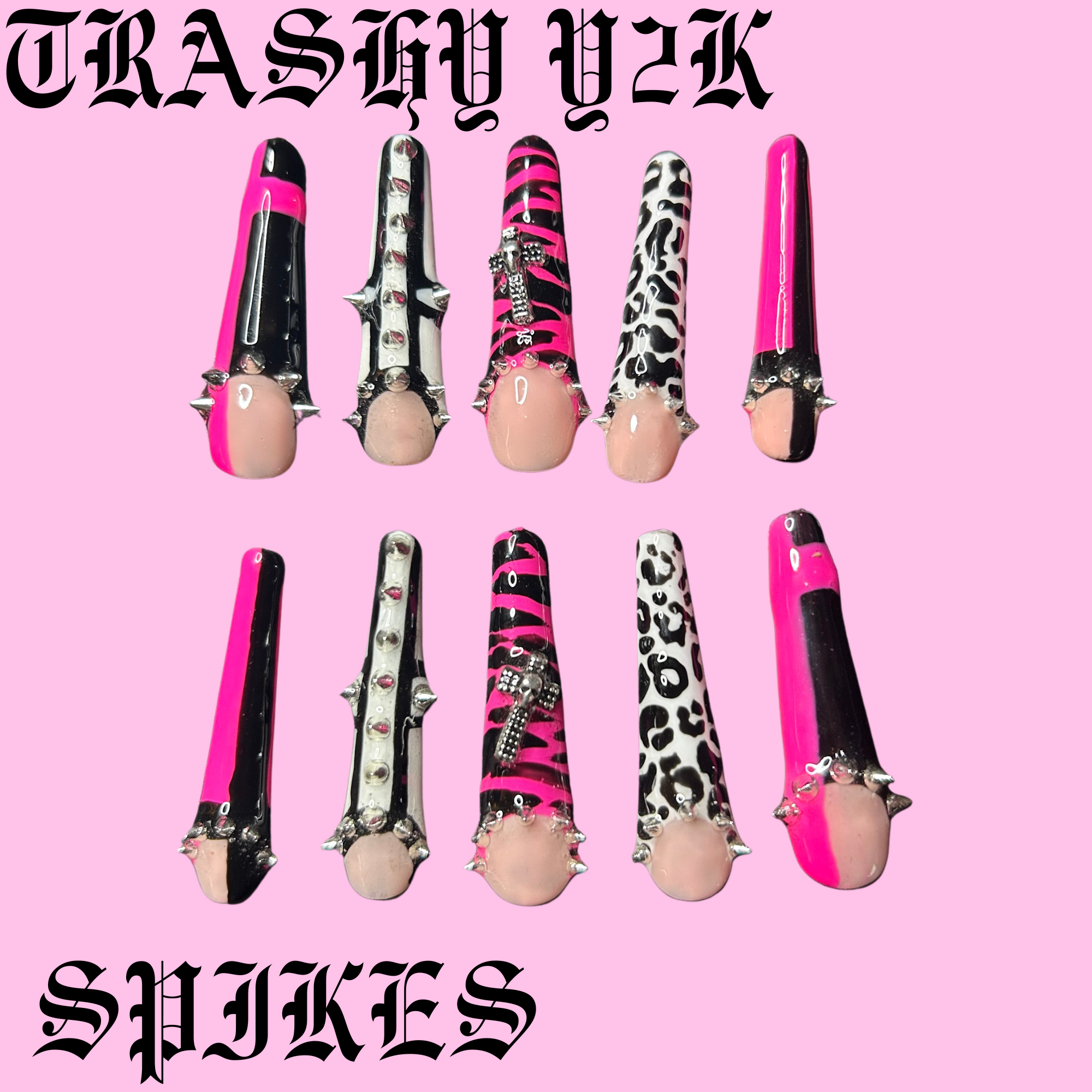 Trashy Y2K Spikes Set (HOT PINK)