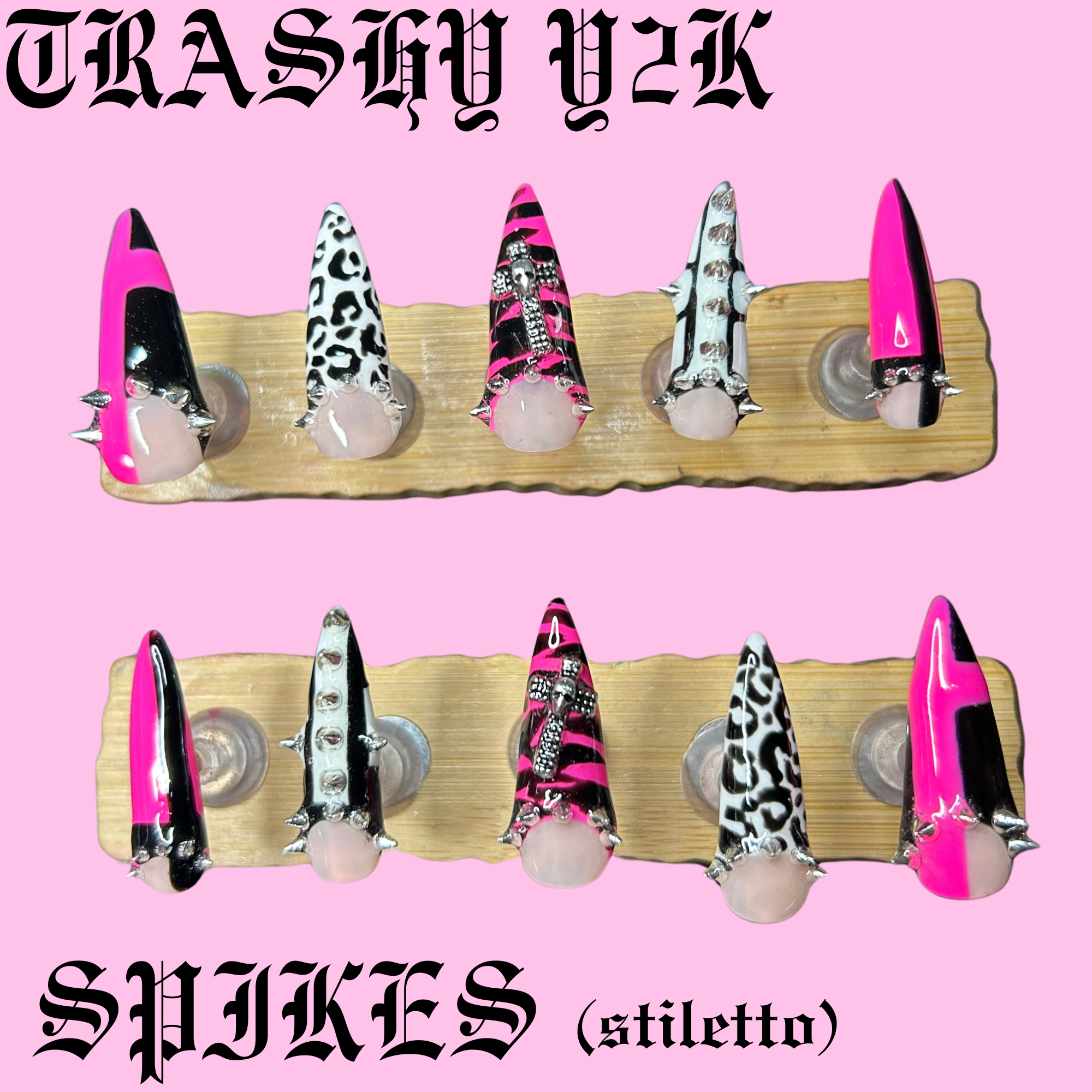 Trashy Y2K Spikes Set (HOT PINK)