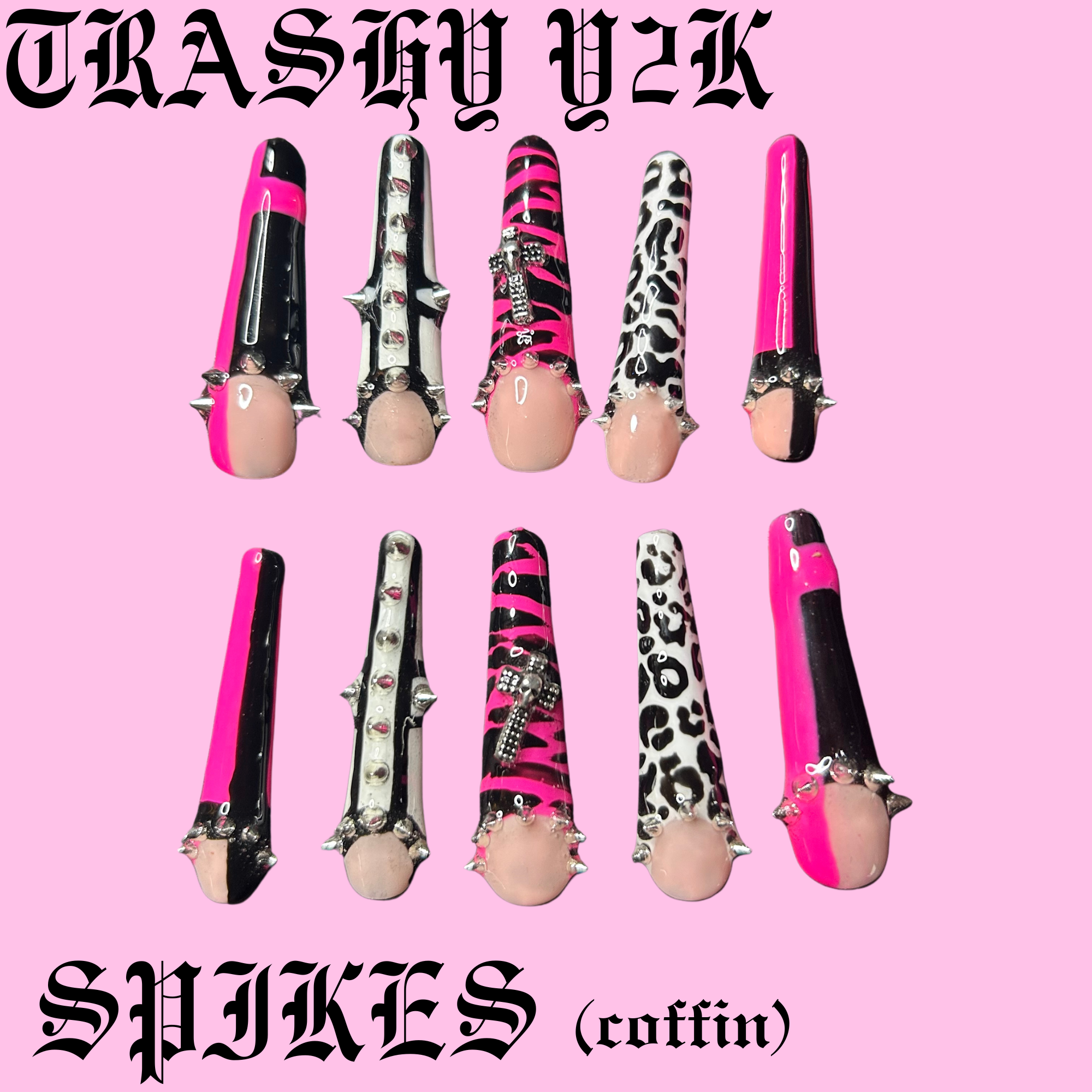Trashy Y2K Spikes Set (HOT PINK)